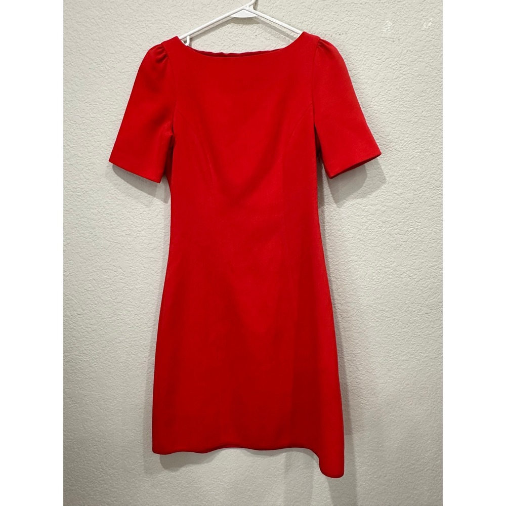 Kate Spade New York Red Boat Neck Puff Sleeve Sheath Dress Womens Size XS